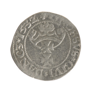 Gdansk grosz, Sigismund I the Old (King of Poland; 1506–1548). Polish coin, Jagiellon dynasty.