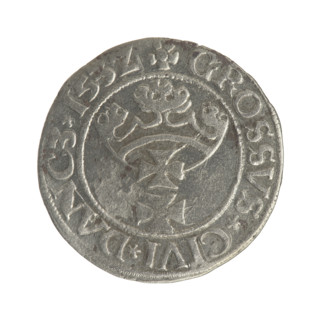 Gdansk grosz, Sigismund I the Old (King of Poland; 1506–1548). Polish coin, Jagiellon dynasty.