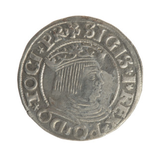 Gdansk grosz, Sigismund I the Old (King of Poland; 1506–1548). Polish coin, Jagiellon dynasty.