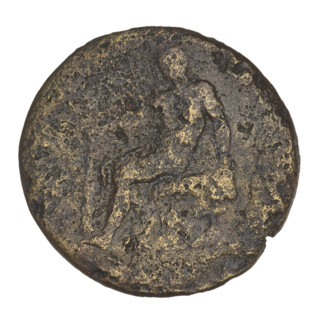 Sestertius of Hadrian (76–138; Roman emperor 117–138). Obverse: bust of Hadrian facing right in