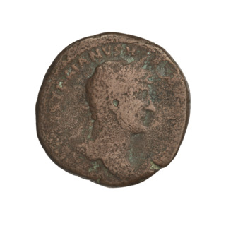Hadrian (76–138; Roman emperor 117–138). Coin (119–138). Obverse: Bust of Hadrian with laurel
