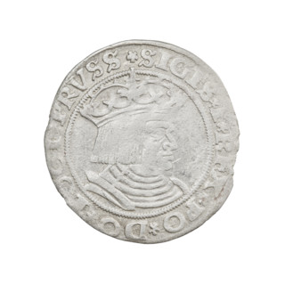 Prussian grosz, Sigismund I the Old (King of Poland; 1506–1548); 1528; Torun, Poland. Obverse: