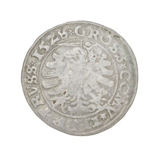 Prussian grosz, Sigismund I the Old (King of Poland; 1506–1548), 1528. Obverse: Crowned male bust