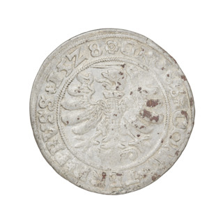 Prussian grosz, Sigismund I the Old (King of Poland; 1506–1548). Obverse: Crowned male bust in
