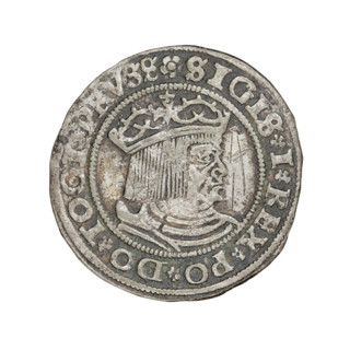 Prussian grosz, Sigismund I the Old (King of Poland; 1506–1548); obverse: crowned male bust in