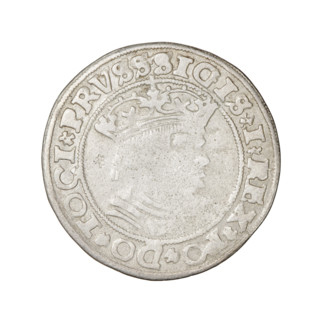 Prussian grosz, Sigismund I the Old (King of Poland; 1506–1548). Obverse: Crowned male bust in