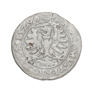Prussian grosz, Sigismund I the Old (King of Poland; 1506–1548). Obverse: Crowned male bust in