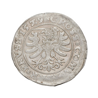 Prussian grosz, Sigismund I the Old (King of Poland; 1506–1548). Obverse: Crowned male bust in
