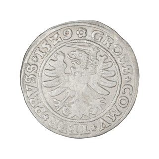 Prussian grosz, Sigismund I the Old (King of Poland; 1506–1548); 1529; Torun, Poland. Obverse: