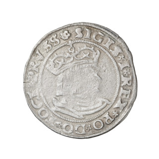 Prussian grosz, Sigismund I the Old (King of Poland; 1506–1548). Obverse: Crowned male bust in