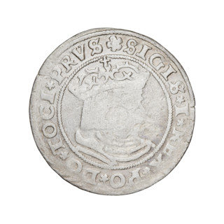 Prussian grosz, Sigismund I the Old (King of Poland; 1506–1548); silver coin (grosz), 1529, Torun,