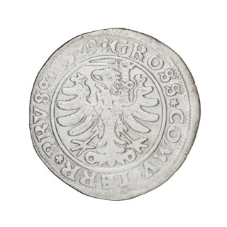 Prussian grosz, Sigismund I the Old (King of Poland; 1506–1548), 1529, Torun, Poland. Obverse: