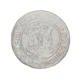 Prussian grosz, Sigismund I the Old (King of Poland; 1506–1548); obverse: crowned male bust in