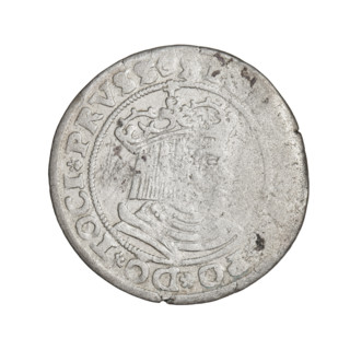 Prussian grosz, Sigismund I the Old (King of Poland; 1506–1548); obverse: crowned male bust in