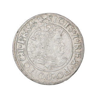 Prussian grosz, Sigismund I the Old (King of Poland; 1506–1548). Obverse: Crowned male bust in