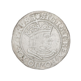 Prussian grosz, Sigismund I the Old (King of Poland; 1506–1548); obverse: crowned male bust in