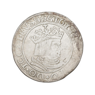 Prussian grosz, Sigismund I the Old (King of Poland; 1506–1548); obverse: crowned male bust in
