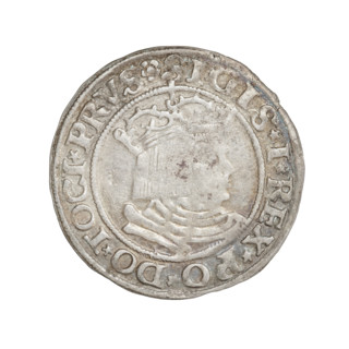 Prussian grosz, Sigismund I the Old (King of Poland; 1506–1548). Obverse: Crowned male bust in