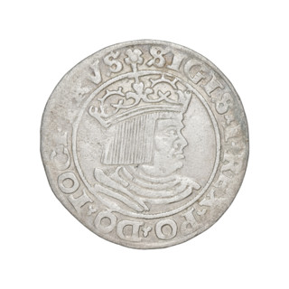 Prussian grosz, Sigismund I the Old (King of Poland; 1506–1548); obverse: crowned male bust in