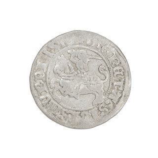 Lithuanian half-grosz, Sigismund I the Old (King of Poland; 1506–1548). Obverse: Pogon (Lithuanian