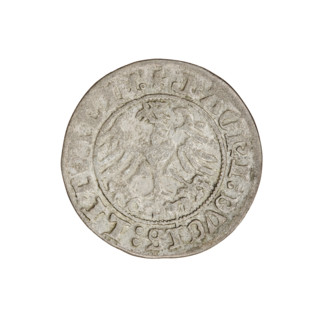 Lithuanian half-grosz, Sigismund I the Old (King of Poland; 1506–1548). Obverse: Pogon (mounted