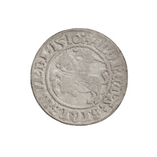Lithuanian half-grosz, Sigismund I the Old (King of Poland; 1506–1548). Obverse: Pogon (Lithuanian