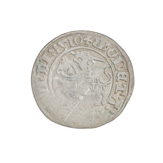 Lithuanian half-grosz, Sigismund I the Old (King of Poland; 1506–1548). Obverse: Pogon (Lithuanian