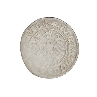 Lithuanian half-grosz, Sigismund I the Old (King of Poland; 1506–1548). Obverse: Pogon (Chase)