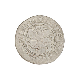 Lithuanian half-grosz, Sigismund I the Old (king of Poland; 1506–1548). Obverse: Pogon (coat of