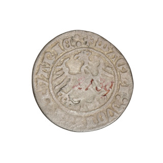 Lithuanian half-grosz, Sigismund I the Old (king of Poland; 1506–1548). Obv.: Pogon turned left; in