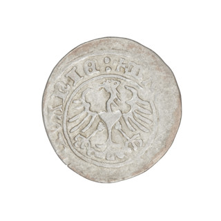 Lithuanian half-grosz, Sigismund I the Old (King of Poland; 1506–1548). Obverse: Pogon (mounted