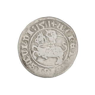 Lithuanian half-grosz, Sigismund I the Old (king of Poland; 1506–1548). Obv.: Pogon (Lithuanian