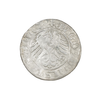 Lithuanian half-grosz, Sigismund I the Old (King of Poland; 1506–1548). Obverse: Pursuer (coat of