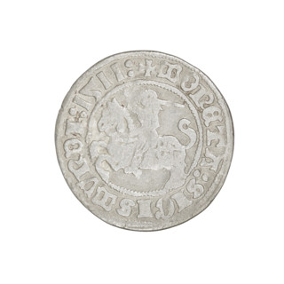 Lithuanian half-grosz, Sigismund I the Old (king of Poland; 1506–1548). Obv.: Pogon (turned left);