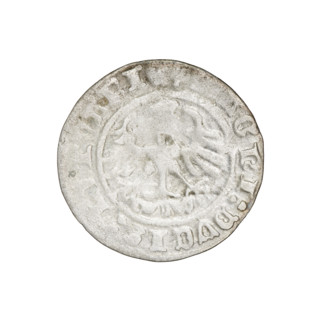 Lithuanian half-grosz, Sigismund I the Old (King of Poland; 1506–1548). Obverse: Pursuer (coat of