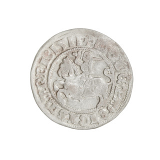 Lithuanian half-grosz, Sigismund I the Old (King of Poland; 1506–1548). Obverse: Pursuer (coat of