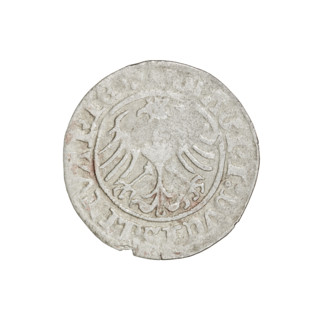 Lithuanian half-grosz, Sigismund I the Old (King of Poland; 1506–1548). Obverse: Pursuer (coat of