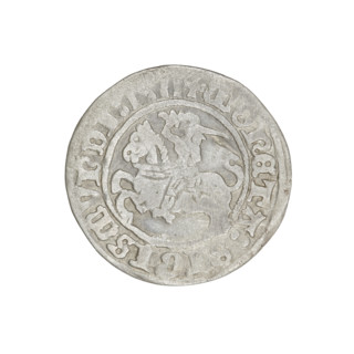 Lithuanian half-grosz, Sigismund I the Old (King of Poland; 1506–1548). Obverse: Pursuer (coat of