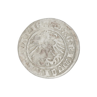 Lithuanian half-grosz, Sigismund I the Old (King of Poland; 1506–1548). Obverse: Pursuer (coat of