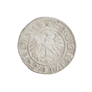 Lithuanian half-grosz, Sigismund I the Old (King of Poland; 1506–1548). Obverse: Pogon (Lithuanian