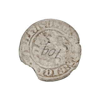 Lithuanian half-grosz, Sigismund I the Old (King of Poland; 1506–1548). Obverse: Pogon turned left;