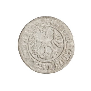 Lithuanian half-grosz, Sigismund I the Old (King of Poland; 1506–1548). Obverse: Pogon (Lithuanian