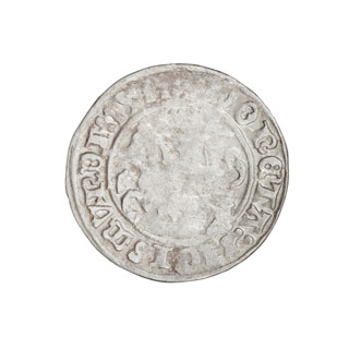 Lithuanian half-grosz, Sigismund I the Old (King of Poland; 1506–1548). Obverse: Pogon (mounted