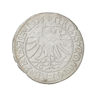 Prussian grosz, Sigismund I the Old (King of Poland; 1506–1548); silver coin dated 1533. Obverse: