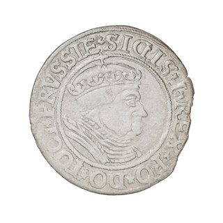 Prussian grosz, Sigismund I the Old (King of Poland; 1506–1548); obverse: crowned male bust in
