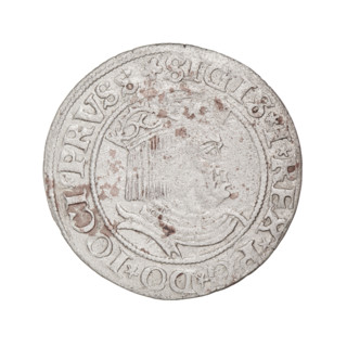 Prussian grosz, Sigismund I the Old (King of Poland; 1506–1548). Obverse: Crowned male bust in