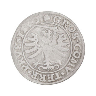 Prussian grosz, Sigismund I the Old (King of Poland; 1506–1548). Obverse: Crowned male bust in