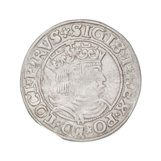 Prussian grosz, Sigismund I the Old (King of Poland; 1506–1548). Silver coin, 1531. Obverse:
