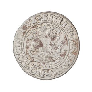 Prussian grosz, Sigismund I the Old (King of Poland; 1506–1548). Obverse: Crowned male bust in