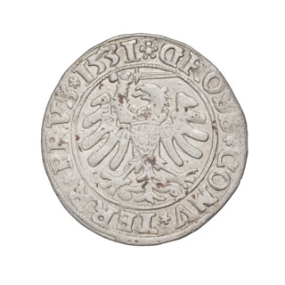 Prussian grosz, Sigismund I the Old (King of Poland; 1506–1548); 1531. Obverse: Crowned male bust